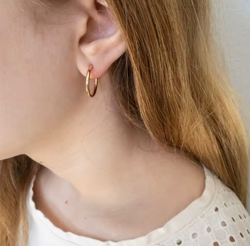 Arete argolla oro acero inoxidable 15mm mujer