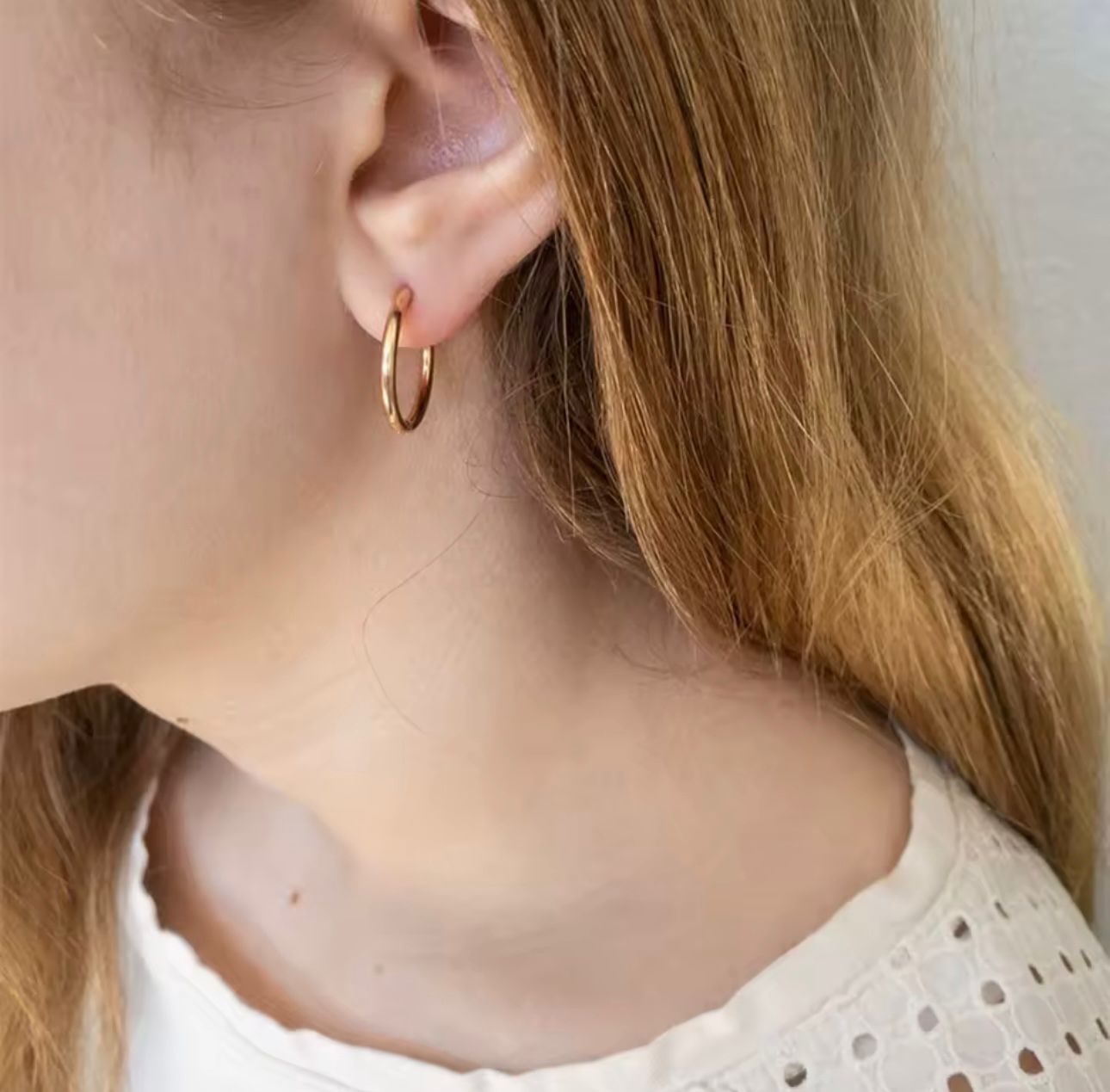 Arete argolla oro acero inoxidable 15mm mujer
