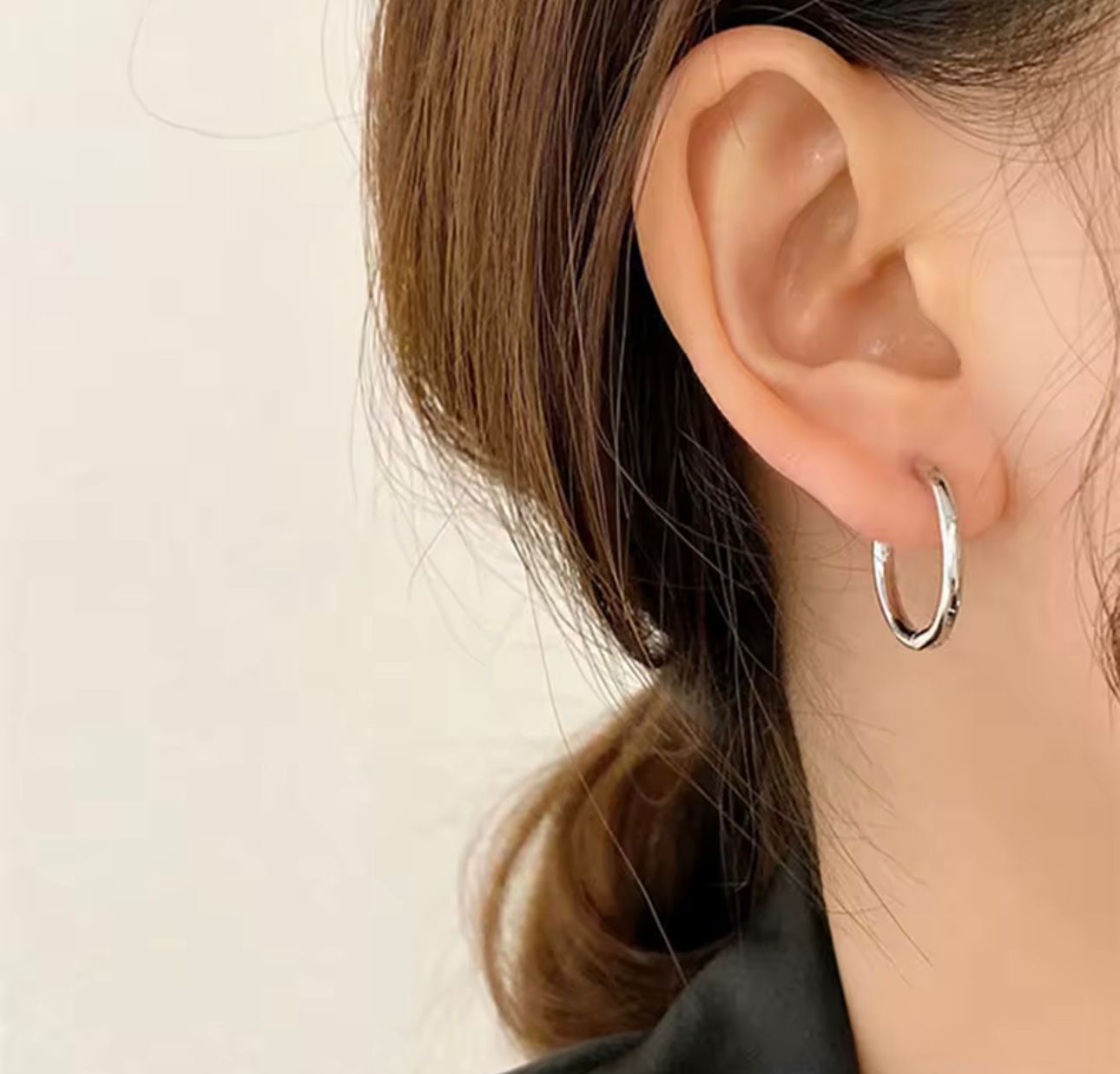 Arete argolla plata acero inoxidable 15mm mujer