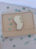 Par aretes libélula larimar original laminado oro expositor