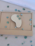 Par dormilonas larimar natural en bruto laminado oro expositor