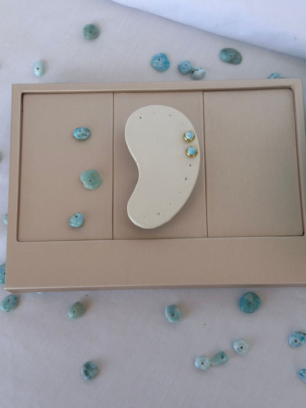 Par dormilonas larimar original laminado oro expositor piedras