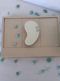 Par dormilonas larimar original laminado oro expositor piedras
