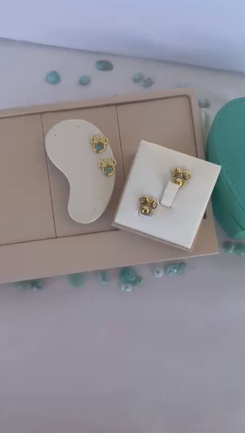 Aretes ratón lazo larimar original laminado en oro Pretty Women RD