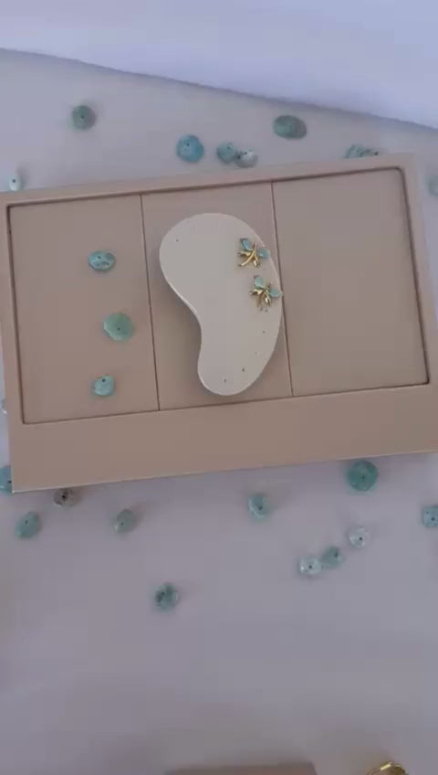 Aretes libélula larimar original laminado en oro Pretty Women RD