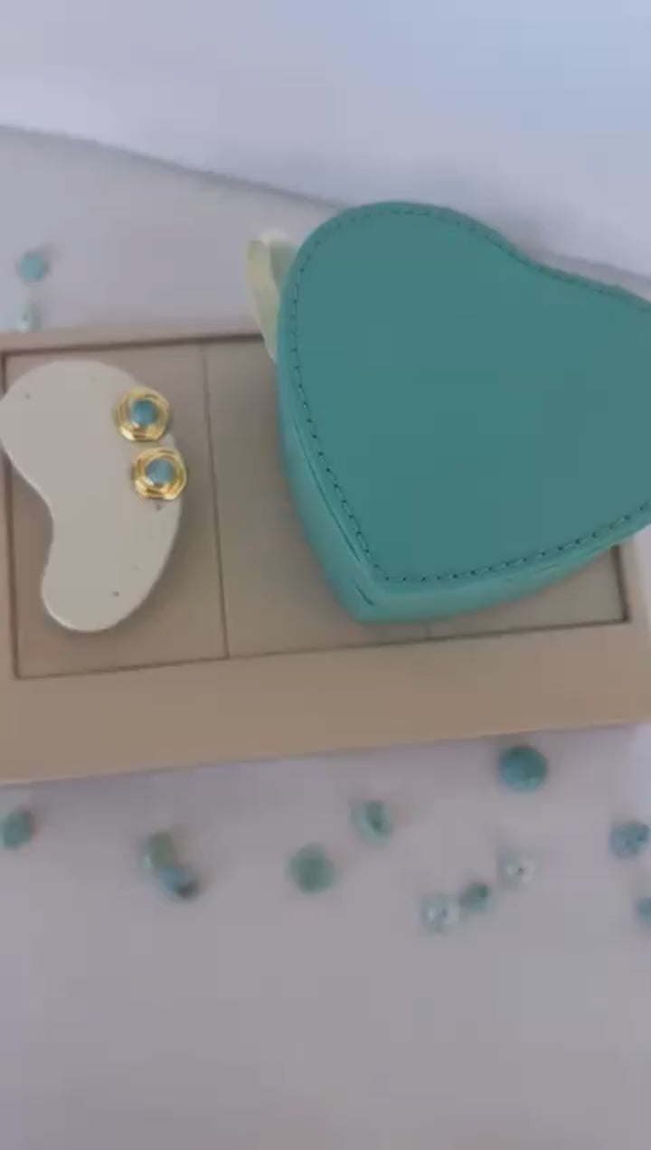 Aretes espiral larimar original laminado en oro Pretty Women RD