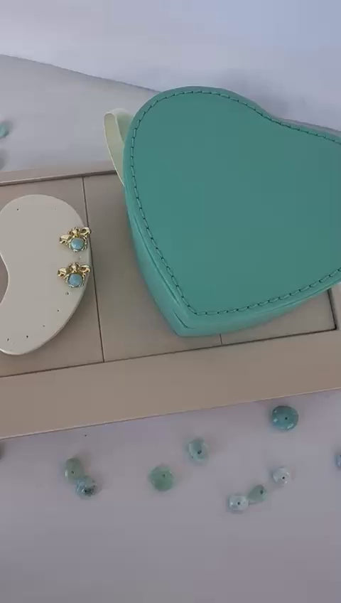 Aretes abeja larimar original laminado en oro Pretty Women RD