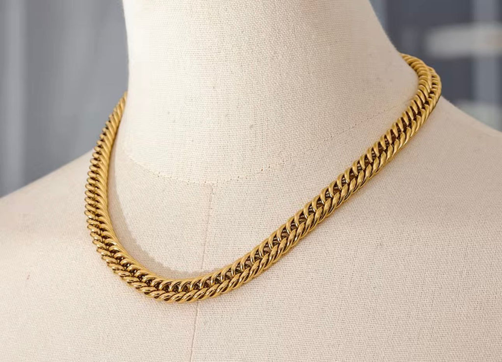 Cadena Cuban Link dorada del set